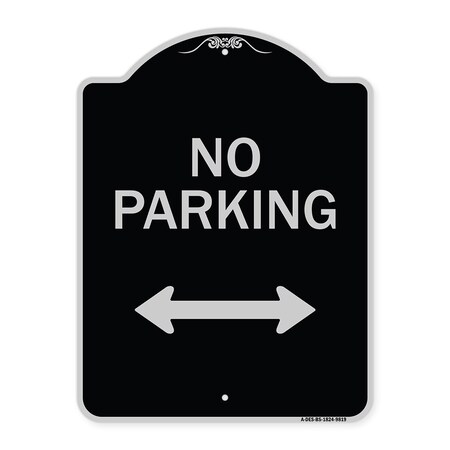 Signmission Designer Series-No Parking With Bidirectional Arrow Black & Silver, 24" x 18", BS-1824-9819 A-DES-BS-1824-9819